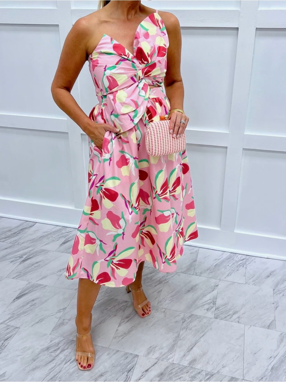 Kazia Bow One Shoulder Midi